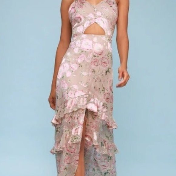 Lulus Silk Cutout Maxi Dress - Picture 1 of 4